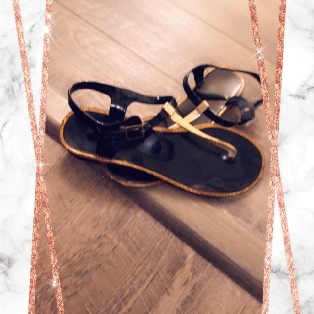 Black and gold sandals size 9